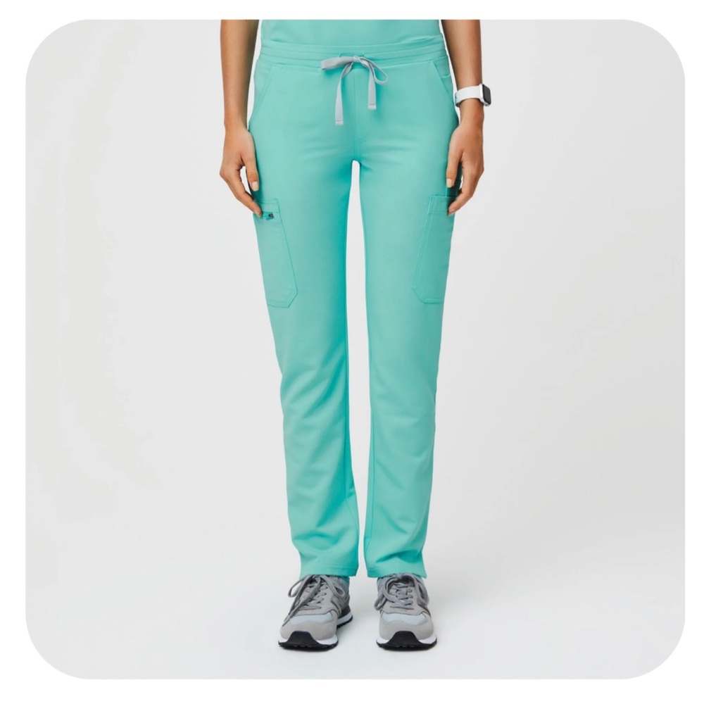 Small Petite Figs Fresh Aqua Yola Skinny Scrub Pants